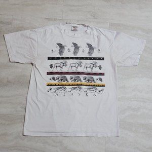 Vintage Alaska Animal A.C.E. 1996 Graphic White PowerPro Oneita T-Shirt Large